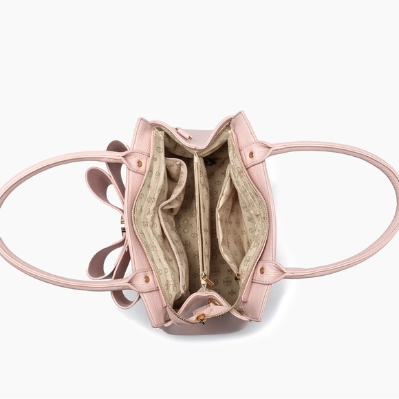 Grossi Poppy Pink Bowtie Top Handle Satchel Handbag - Picture 3 of 5